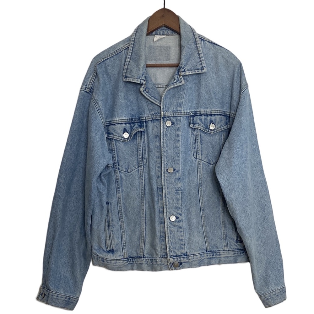 Vintage GAP Jean Jacket Mens XL Light Blue Denim Trucker Classic 90s Workwear